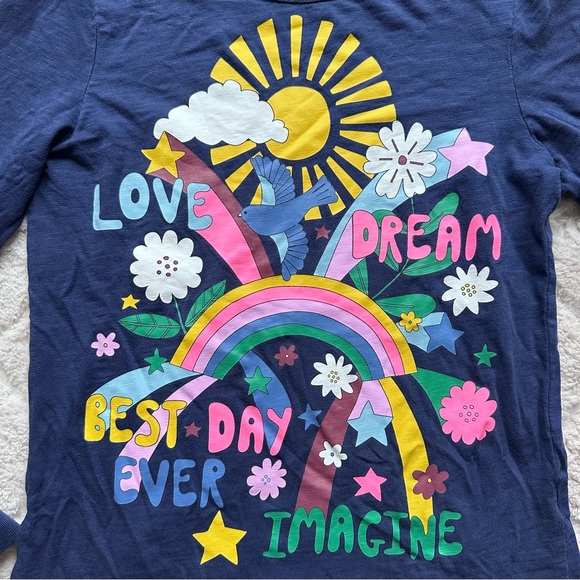 Boden | "Love Dream Imagine Best Day Ever" Long Sleeve Graphic Tee | Size 11-12Y - Picture 2 of 6